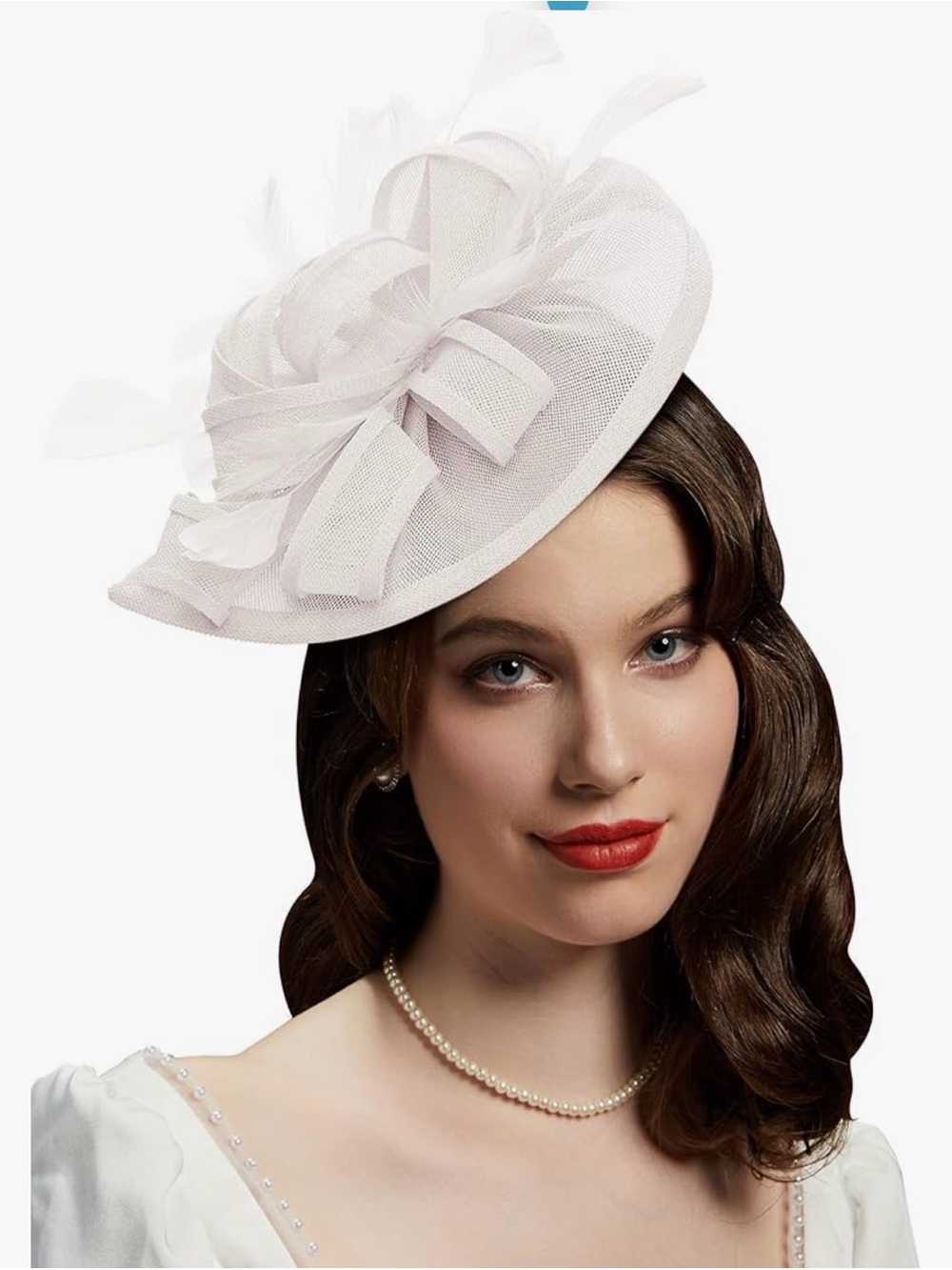 Elegant Ivory Feather Fascinator Headband - Picture 6 of 6